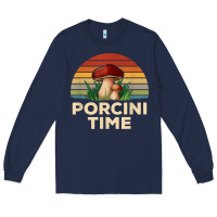 Navy vintage sunset porcini mushroom hunting boletus edulis t shirt Long Sleeve Tee - Craftify