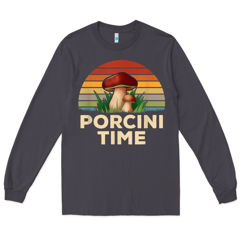 Vintage Sunset Porcini Mushroom Hunting Boletus Edulis T Shirt Long Sleeve Tee by Craftify | Teevron