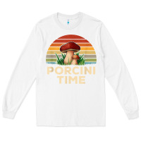 White vintage sunset porcini mushroom hunting boletus edulis t shirt Long Sleeve Tee - Craftify