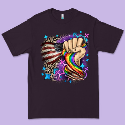 Lgbtq+ And American Flag Premium Tee Designed By Fadigitalartstudio