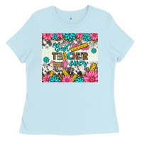 Baby Blue best teacher ever tumbler Ladies Tee - BundleAndBundleShop