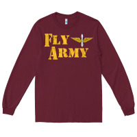 Burgundy Vintage Fly Army Military Pilot Army Aviation Branch Long Sleeve Tee - Craftify