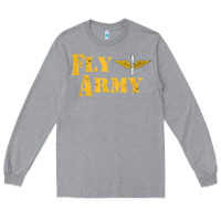 Heather Grey Vintage Fly Army Military Pilot Army Aviation Branch Long Sleeve Tee - Craftify