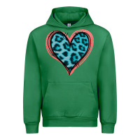 Emerald Blue Leopard Heart Urban Hoodie - Jasminsmagicworld