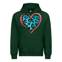 Forest Green Blue Leopard Heart Urban Hoodie - Jasminsmagicworld