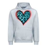 Heather Grey Blue Leopard Heart Urban Hoodie - Jasminsmagicworld