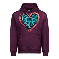 Mauve Wine Blue Leopard Heart Urban Hoodie - Jasminsmagicworld