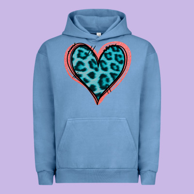 Blue Leopard Heart Urban Hoodie Designed By Jasminsmagicworld