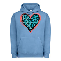 Pigment Pebble Blue Blue Leopard Heart Urban Hoodie - Jasminsmagicworld