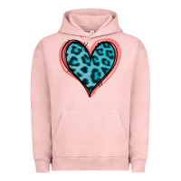 Pigment Salmon Blue Leopard Heart Urban Hoodie - Jasminsmagicworld
