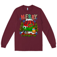 Burgundy merry christmas car Long Sleeve Tee - CowhideDigitalArt