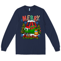 Navy merry christmas car Long Sleeve Tee - CowhideDigitalArt