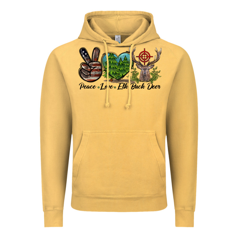 Peace Love Elk Buck Deer Vintage Hoodie by LillyAllenDesigns | Teevron