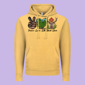 Peace Love Elk Buck Deer Vintage Hoodie Designed By Lillyallendesigns