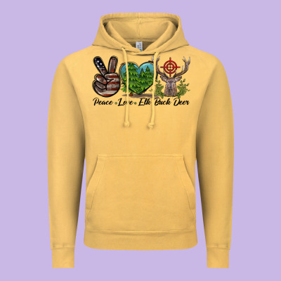 Peace Love Elk Buck Deer Vintage Hoodie Designed By Lillyallendesigns