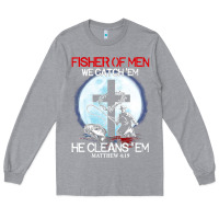 Heather Grey fisher of men we catch  em he cleans  em matthew 4 19 Long Sleeve Tee - Craftify