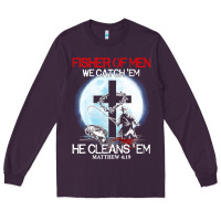 Plum fisher of men we catch  em he cleans  em matthew 4 19 Long Sleeve Tee - Craftify