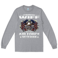Heather Grey proud wife of an air force veteran military vet spouse gifts premium m Long Sleeve Tee - Craftify