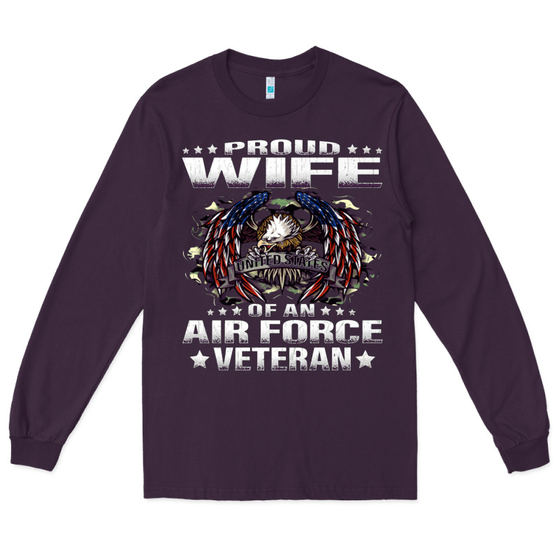 Proud Wife Of An Air Force Veteran Military Vet Spouse Gifts Premium M Long Sleeve Tee by Craftify | Teevron