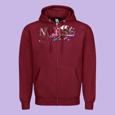 Valentines Day Nurse Zipper Hoodie Designed By Ranaportraitstore