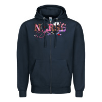 Navy valentines day nurse Zipper Hoodie - RanaPortraitStore