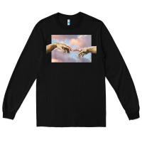 Black creation of adam hands aesthetic t shirt Long Sleeve Tee - InspiraDesign