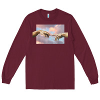Burgundy creation of adam hands aesthetic t shirt Long Sleeve Tee - InspiraDesign