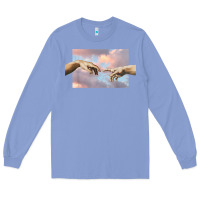 Colony Blue creation of adam hands aesthetic t shirt Long Sleeve Tee - InspiraDesign