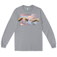 Heather Grey creation of adam hands aesthetic t shirt Long Sleeve Tee - InspiraDesign