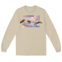 Mushroom creation of adam hands aesthetic t shirt Long Sleeve Tee - InspiraDesign