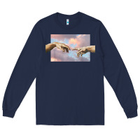 Navy creation of adam hands aesthetic t shirt Long Sleeve Tee - InspiraDesign