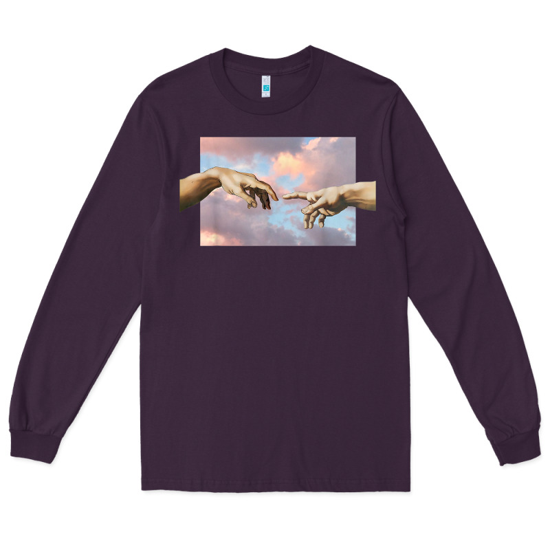 Creation Of Adam Hands Aesthetic T Shirt Long Sleeve Tee by InspiraDesign | Teevron