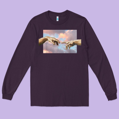 Creation Of Adam Hands Aesthetic T Shirt Long Sleeve Tee Designed By Inspiradesign