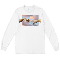 White creation of adam hands aesthetic t shirt Long Sleeve Tee - InspiraDesign