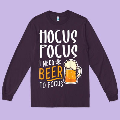 Hocus Pocus I Need Beer To Focus Funny Halloween Witch 1 Long Sleeve Tee Designed By Inspiradesign