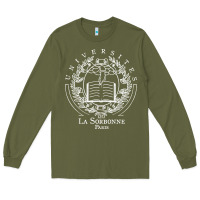 Army Green Universite Paris La Sorbonne Long Sleeve Tee - InspiraDesign