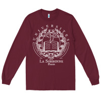 Burgundy Universite Paris La Sorbonne Long Sleeve Tee - InspiraDesign