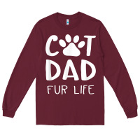 Burgundy funny cat dad fathers day gift shirt fur life cat tee Long Sleeve Tee - InspiraDesign