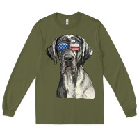 Army Green great dane sunglasses american usa flag 4th of july fourth t shirt Long Sleeve Tee - InspiraDesign