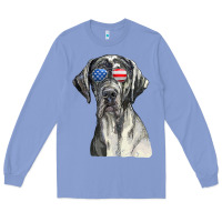 Colony Blue great dane sunglasses american usa flag 4th of july fourth t shirt Long Sleeve Tee - InspiraDesign