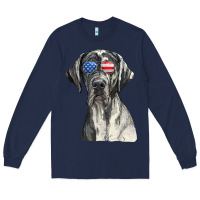 Navy great dane sunglasses american usa flag 4th of july fourth t shirt Long Sleeve Tee - InspiraDesign
