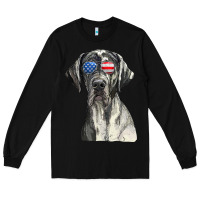Black great dane sunglasses american usa flag 4th of july fourth t shirt Long Sleeve Tee - InspiraDesign