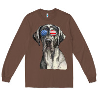 Chestnut great dane sunglasses american usa flag 4th of july fourth t shirt Long Sleeve Tee - InspiraDesign