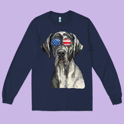 Great Dane Sunglasses American Usa Flag 4th Of July Fourth T Shirt Long Sleeve Tee Designed By Inspiradesign