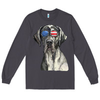 Smoke great dane sunglasses american usa flag 4th of july fourth t shirt Long Sleeve Tee - InspiraDesign