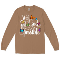 Toasted Coconut With God All Things Are Possible  Religious Butterfly Art Long Sleeve Tee - InspiraDesign
