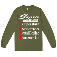 Army Green Sepsis Awareness  Know Sepsis Signs  Sepsis Surviv Long Sleeve Tee - InspiraDesign