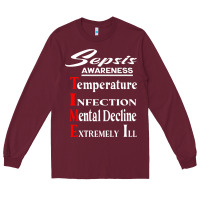Burgundy Sepsis Awareness  Know Sepsis Signs  Sepsis Surviv Long Sleeve Tee - InspiraDesign