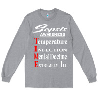 Heather Grey Sepsis Awareness  Know Sepsis Signs  Sepsis Surviv Long Sleeve Tee - InspiraDesign