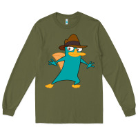 Army Green Perry The Platypus Long Sleeve Tee - InspiraDesign